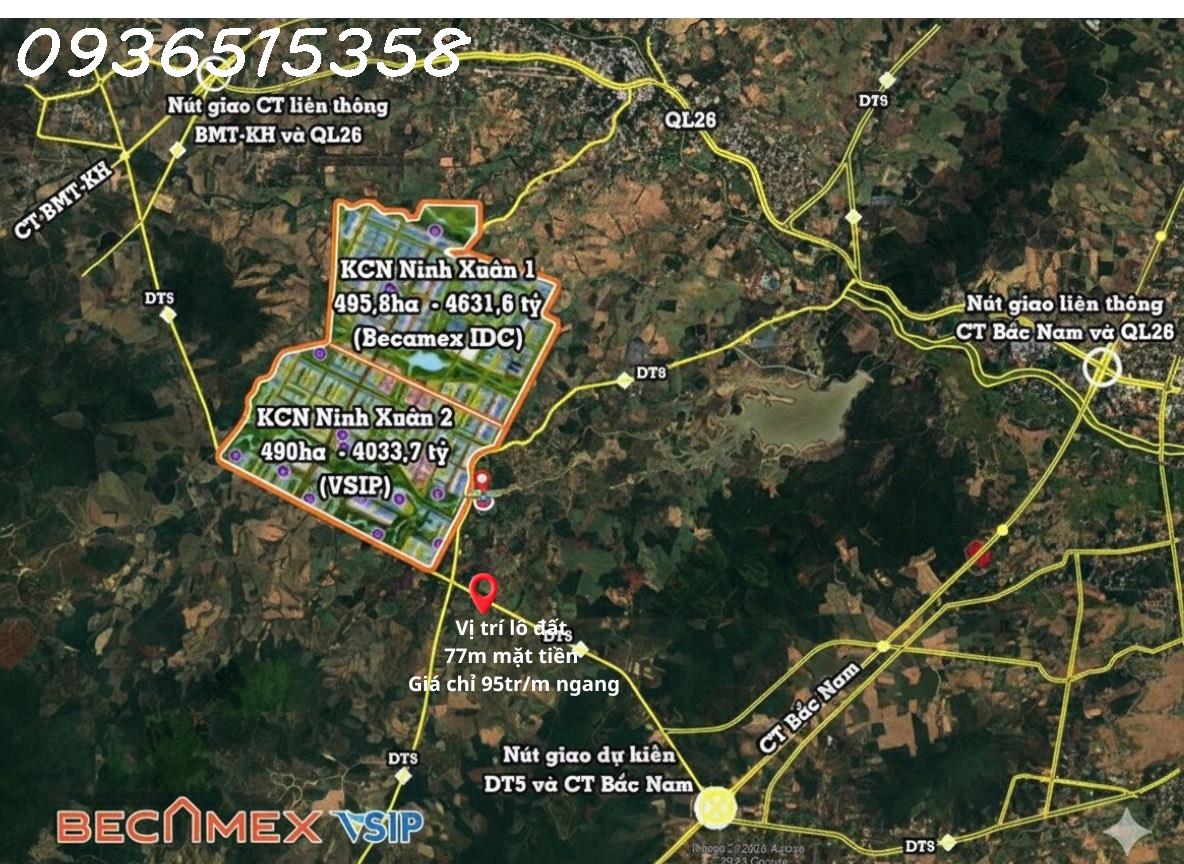 Đất nền giá tốt 77m ngang, cách ngã tư DT5-DT8 100m, đường dt5 quy hoạch 42m – đón sóng KCN