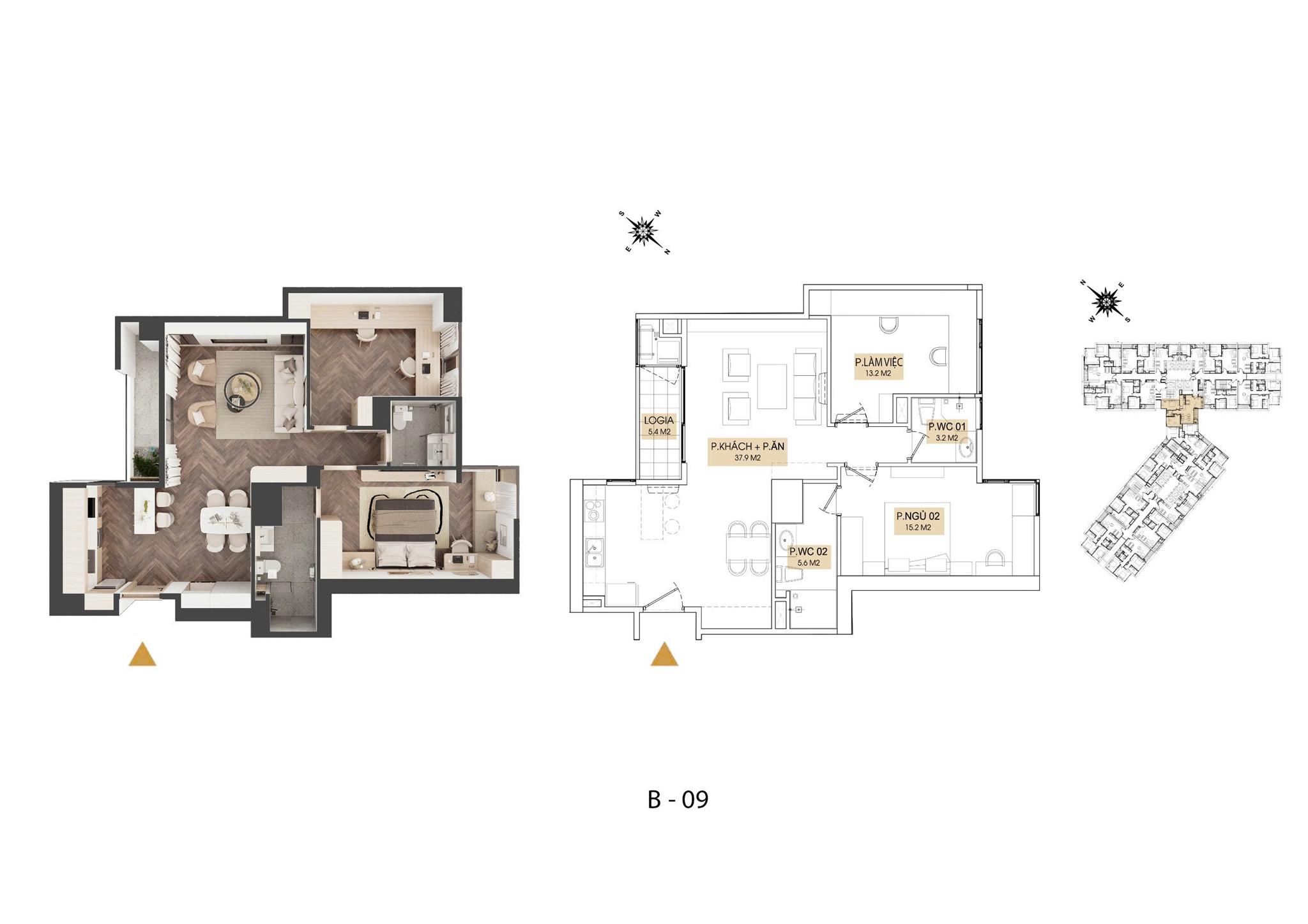 BÁN CĂN HỘ 2PN KEPLER TOWER – TÒA HH01 –  TẦNG 26 – VIEW ĐẸP, BAN CÔNG ĐÔNG NAM