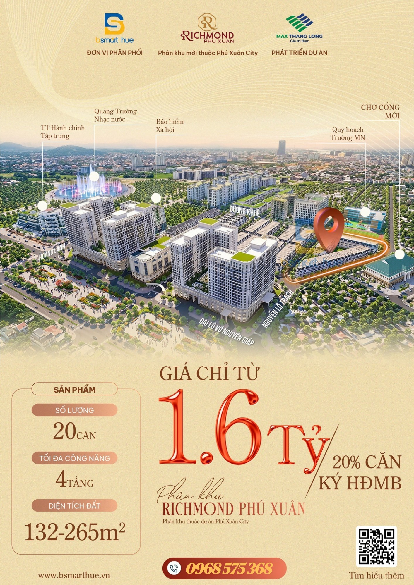 CHÍNH THỨC CÔNG BỐ GIÁ DỰ KIẾN RICHMOND PHÚ XUÂN  – ĐỘC QUYỀN 20 CĂN THƯƠNG MẠI GIAI ĐOẠN 1