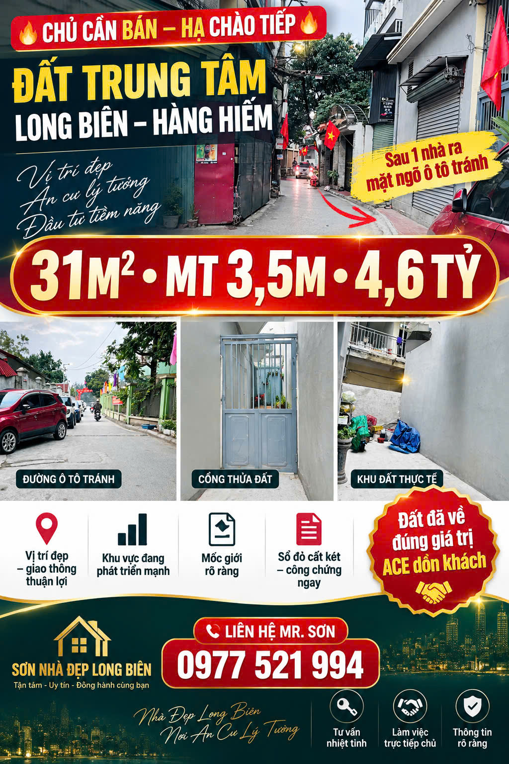 HÀNG HIẾM BÁN ĐẤT NGUYỄN VĂN LINH, LONG BIÊN  SAU 1 NHÀ RA Ô TÔ TRÁNH  KHU VỰC ĐANG PHÁT TRIỂN