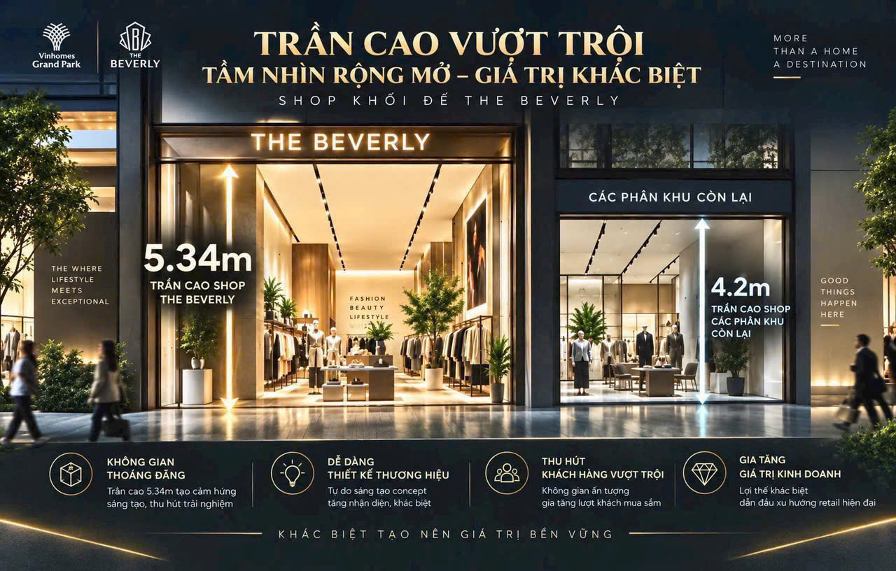 Shophouse Beverly trần cao 5,34m- xem thực tế mua trực tiếp. Booking now: 0933910039
